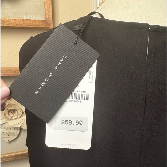 Zara Woman Dressy Tank Top w/Sheer Sides Black, Size Large NWT - Picture 7 of 7